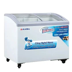 Tủ đông mặt kính cong Alaska Inverter 300 lít KC-210CI (Dàn đồng, trưng bày kem)
